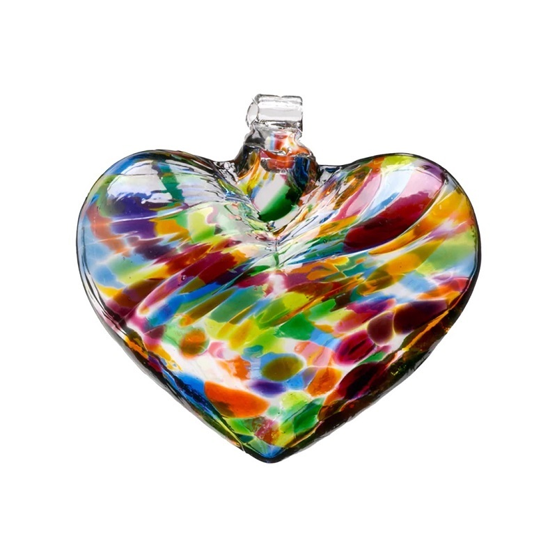 Kitras Art Glass Kitras 3-Inch Heart Shaped Glass Ornament, Pink